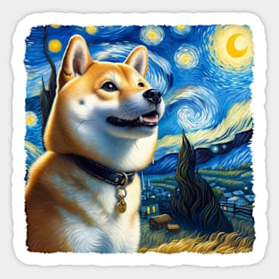 Starry Shiba Inu Dog Portrait - Pet Portrait Sticker